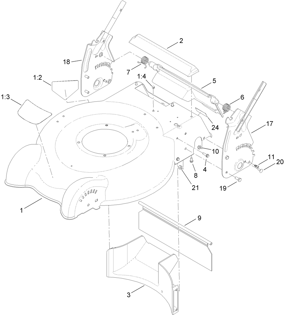 Housing And Height-Of-Cut Assembly Diagram and Parts List for 10630 (313000001 - 313999999)(2013) Lawn Boy Lawn Mower